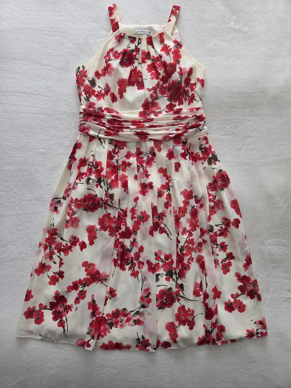 Evan Picone Red Cherry Blossom Floral Dress - Size 12